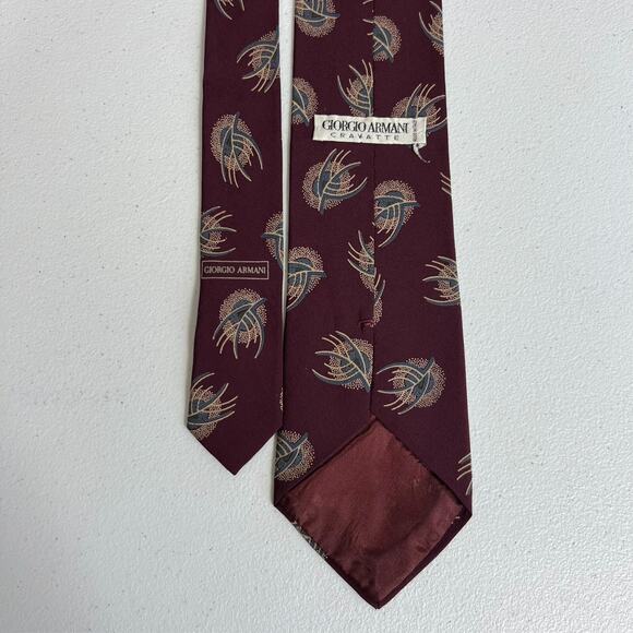 Giorgio Armani Cravatte Tie Mens Burgundy 55"X3.5"Made In Italy Vintage - Picture 4 of 12